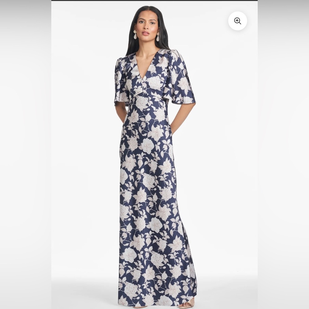Sachin + Babi Blue and Cream Floral Maxi Dress - Picture 4 of 9